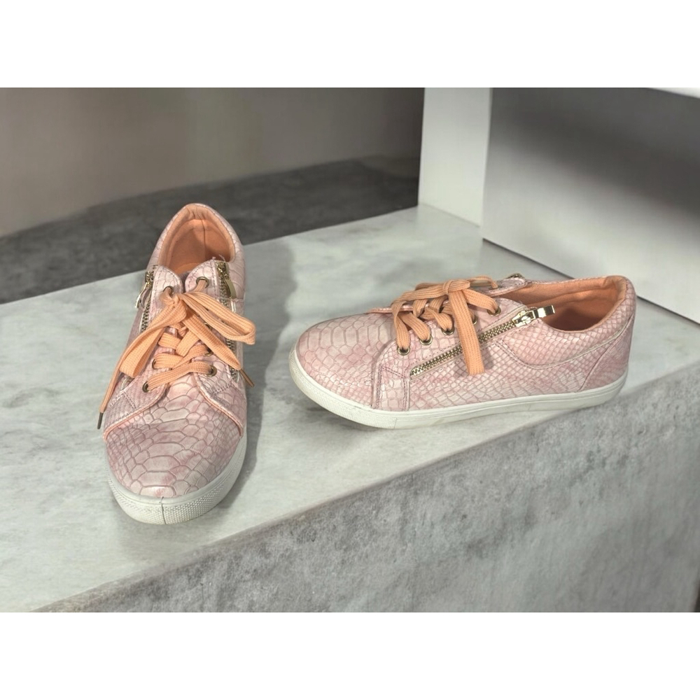 Women's Size 10 Sneakers, Pink Snakeskin Pazzle Faux Leather